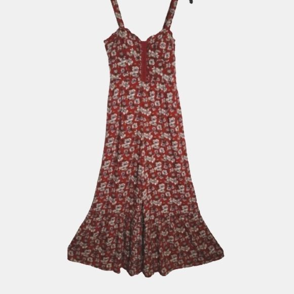 AMERICAN EAGLE Red Floral Jumpsuit Size 10 - Picture 7 of 7